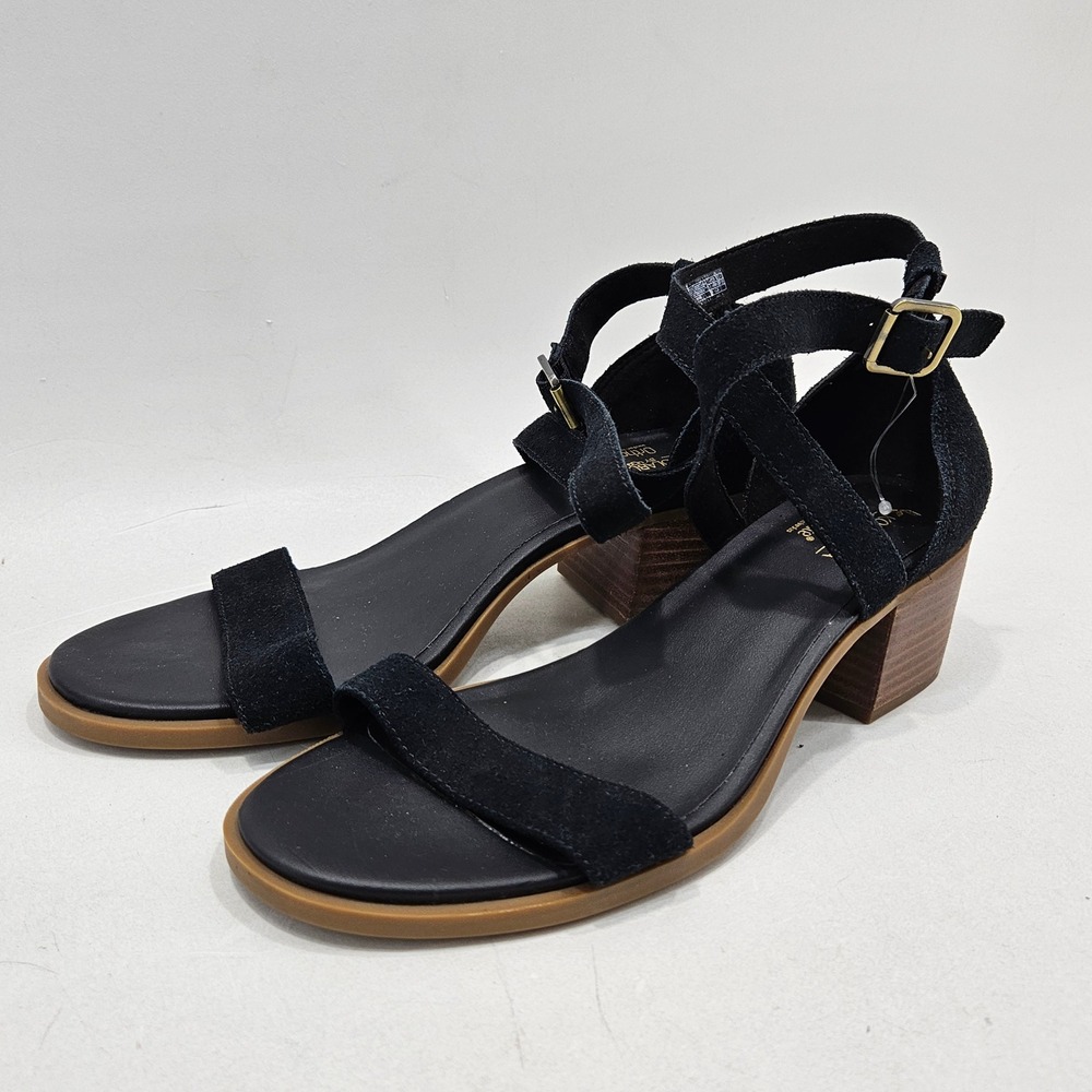 Koolaburra by UGG Imree Women 9.5 Black Suede Block Heel Ankle Strap 1102637